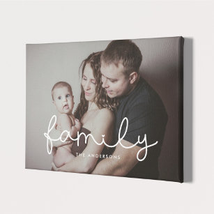 Toile Famille mignonne script blanc photo de famille