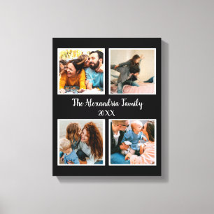 Toile Famille personnalisée 4 photo collage modèle
