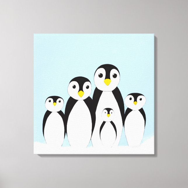 Toile Famille Pingouin mignonne (Recto)