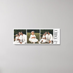 Toile Famille Script Moderne Personnalisé 3 Photos Nom