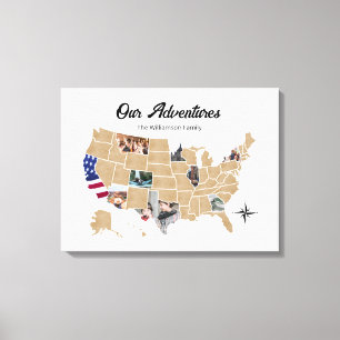 Toile Famille Voyage Aventures Custom Photo Collage USA