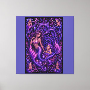 Toile Fantaisie de Sirène Duo Océan Rêve Art Pourpre