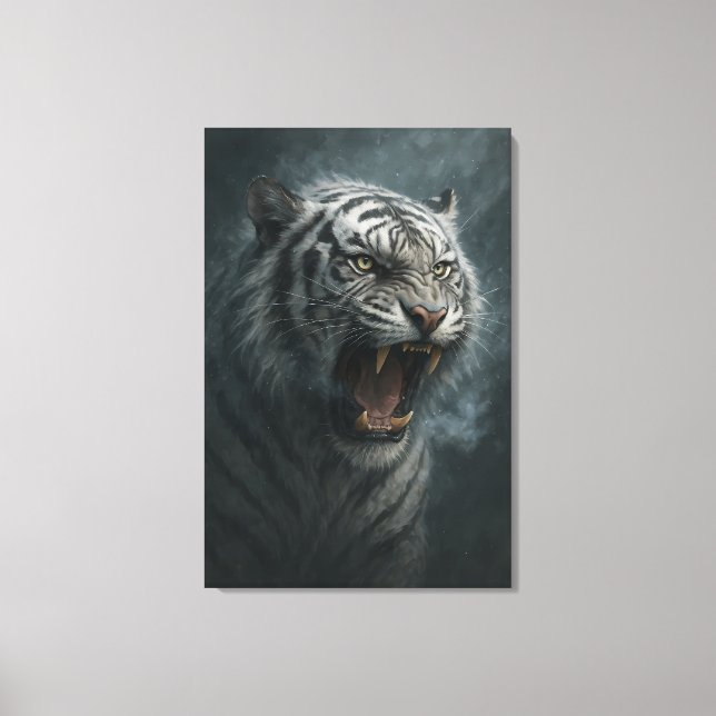 Toile Fantasy White Tiger – Mystic Aura Series (Recto)