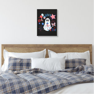 Toile Fantôme rouge blanc Boo patriotique Halloween du 4