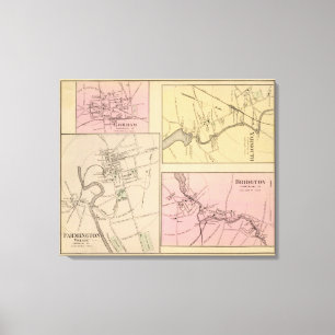 Toile Farmington, Gorham, Yarmouth, carte de Bridgton
