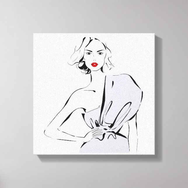 Toile Fashion girl en robe drapée (Recto)