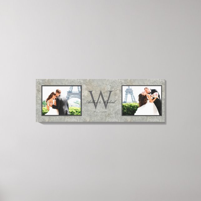 Toile Faux Concrete 2 Photo Monogramme Mariage Keepsaké (Recto)