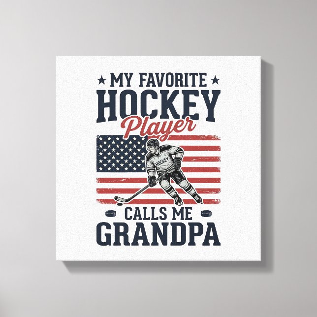 Toile Favorite Hockey Player Calls Me Grandpa Vintage Sh (Recto)