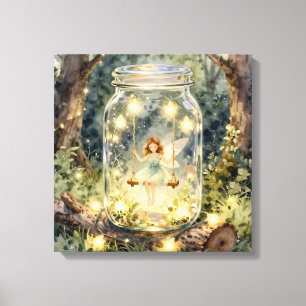 Toile Fée enchantée dans un pot dans une forêt magique