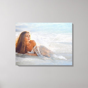 Toile Femme À La Plage Vague