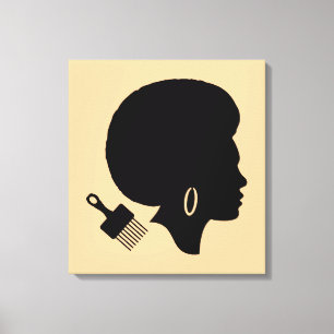 TOILE FEMME AFRICAINE AMÉRICAINE AVEC AFRO ET AFRO PICK