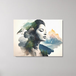 Toile Femme art double exposition