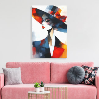 Toile Femme au Chapeau Bold Glamour Art