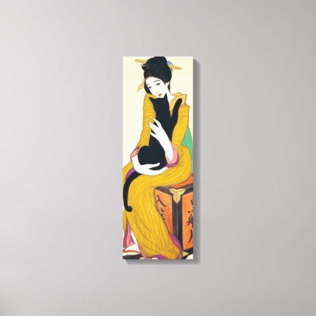 Toile Femme avec chat noir, Yumeji Takehisa (Recto)