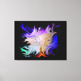 Toile Femme avec cheval