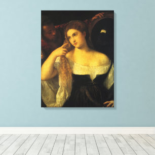 Toile Femme avec un miroir par Titien, Renaissance vinta