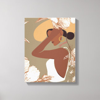 Toile Femme Boho avec une esthétique neutre en art linéa