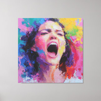 Toile Femme Criant Couleurs Abstraites Acrylique Express