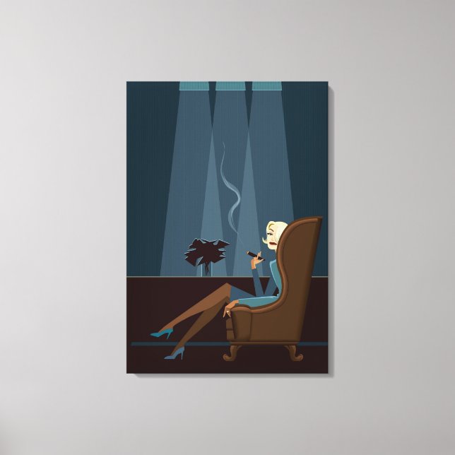 Toile Femme d'affaires Fumer le cigare (Recto)