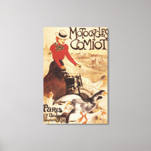 Toile Femme de Comiot Motocycles et affiche de promo