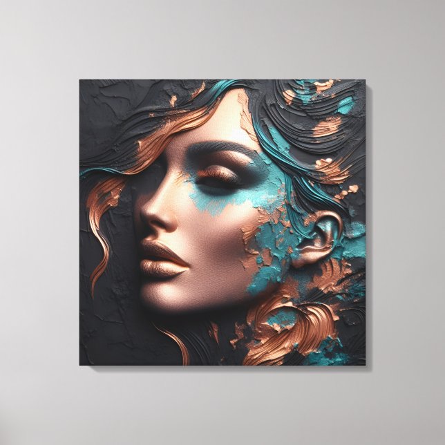 Toile Femme De Cuivre - Création D'IA (Recto)