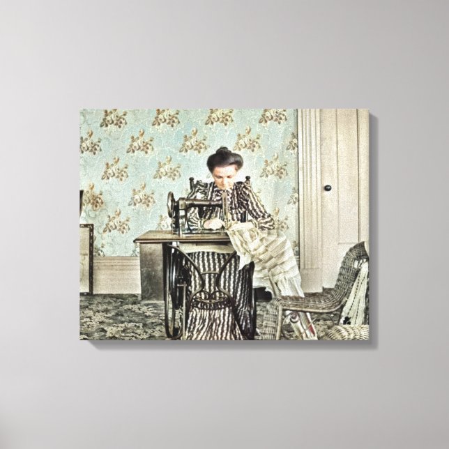 Toile Femme des années 1890 à la machine à coudre (Recto)