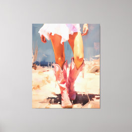 Toile Femme en bottes roses