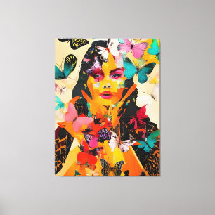 Toile Femme et papillons Médias mixtes