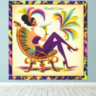 Toile Femme Martini Rétro Milieu de Siècle 60 Mardi Gras
