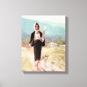 Toile Femme paysanne avec déception par Nicolae Grigores