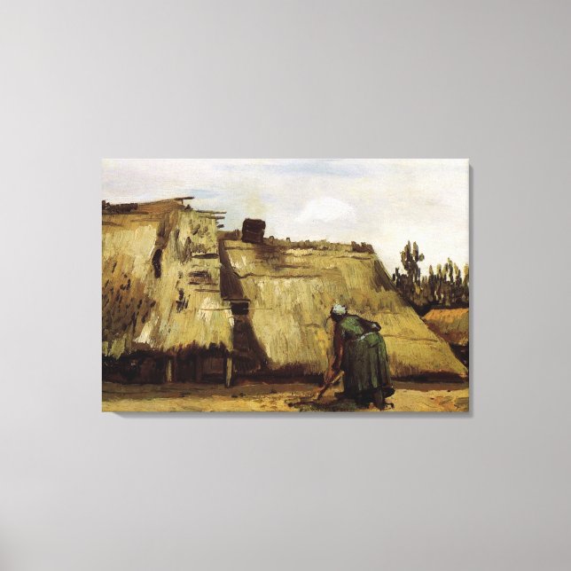 Toile Femme paysanne creusant devant son chalet (Recto)