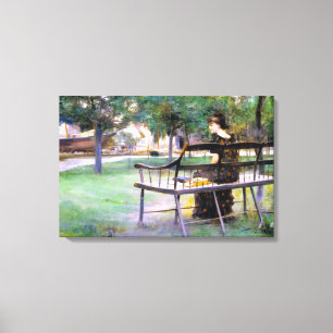 Toile Femme sur un banc (par Edwin Austin Abbey)