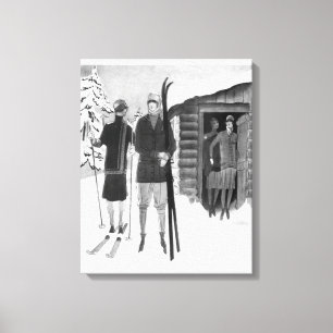 Toile Femmes branchées des années 1920 en voyage de ski 