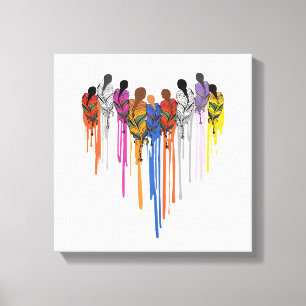 Toile Femmes forme de cœur aquarelle amérindienne