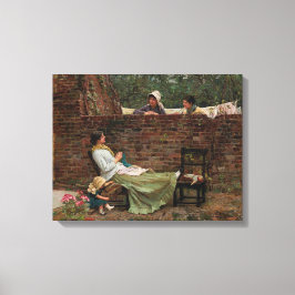 Toile Femmes qui discutent au-dessus du mur du jardin (c