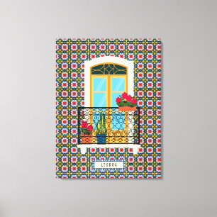 Toile Fenêtre de la maison de Lisbonne avec plantes et c