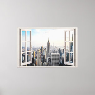 Toile Fenêtre de la ville de New York Imprimer