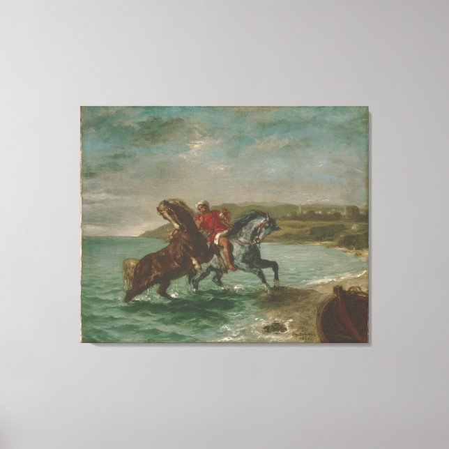 Toile Ferdinand Delacroix Chevaux Sortant de la Mer (Recto)