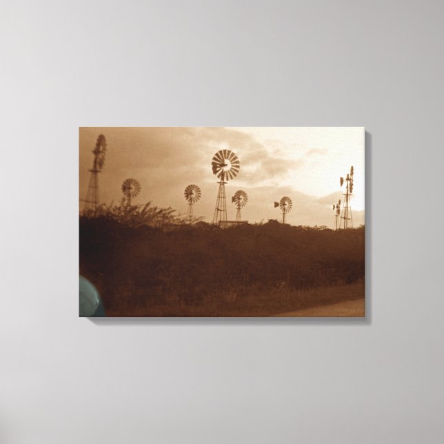 Toile Ferme de moulin Sepia des années 1940 avec ventila (Recto)