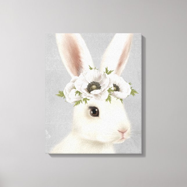 Toile ferme vintage moderne lapin blanc (Recto)