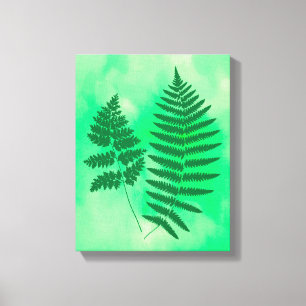 Toile Fern Fronds, vert sur une aquarelle Arrière - plan