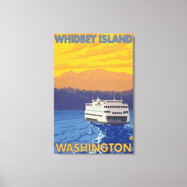 Toile Ferry and Mountains - Whidbey Island, Washington (Recto)