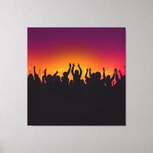 Toile Festival de musique concert foule silhouette perso