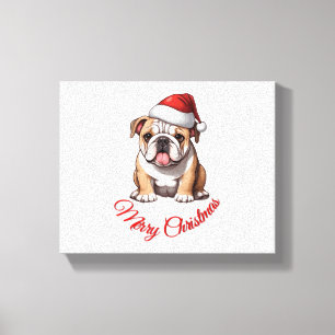 Toile Festive Bulldog Joyeux T-shirt classique de Noël