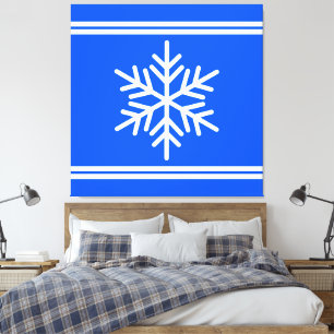 Toile Festive Royal Blue White Racing Stripes Snowflake