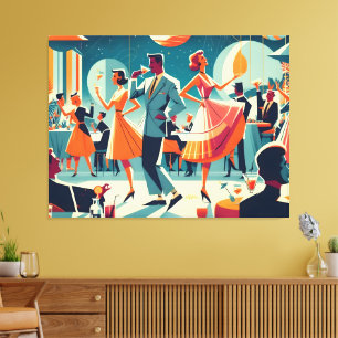 Toile Fête de Cocktail d'Ère Spatiale Milieu de Siècle