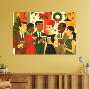 Toile Fête de Noël au bureau de cocktail des années 60 m