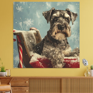Toile Fête de Noël du chien Schnauzer