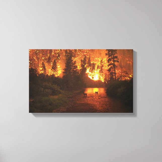 Toile Feu de forêt - Cerf (Recto)