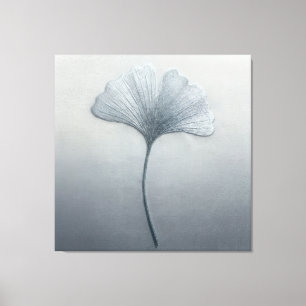 Toile Feuille de Ginkgo Bleue Broderie Texture Botanique